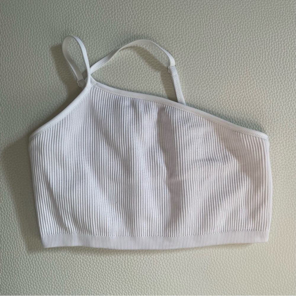 American Eagle Aerie White One Shoulder Crop Top